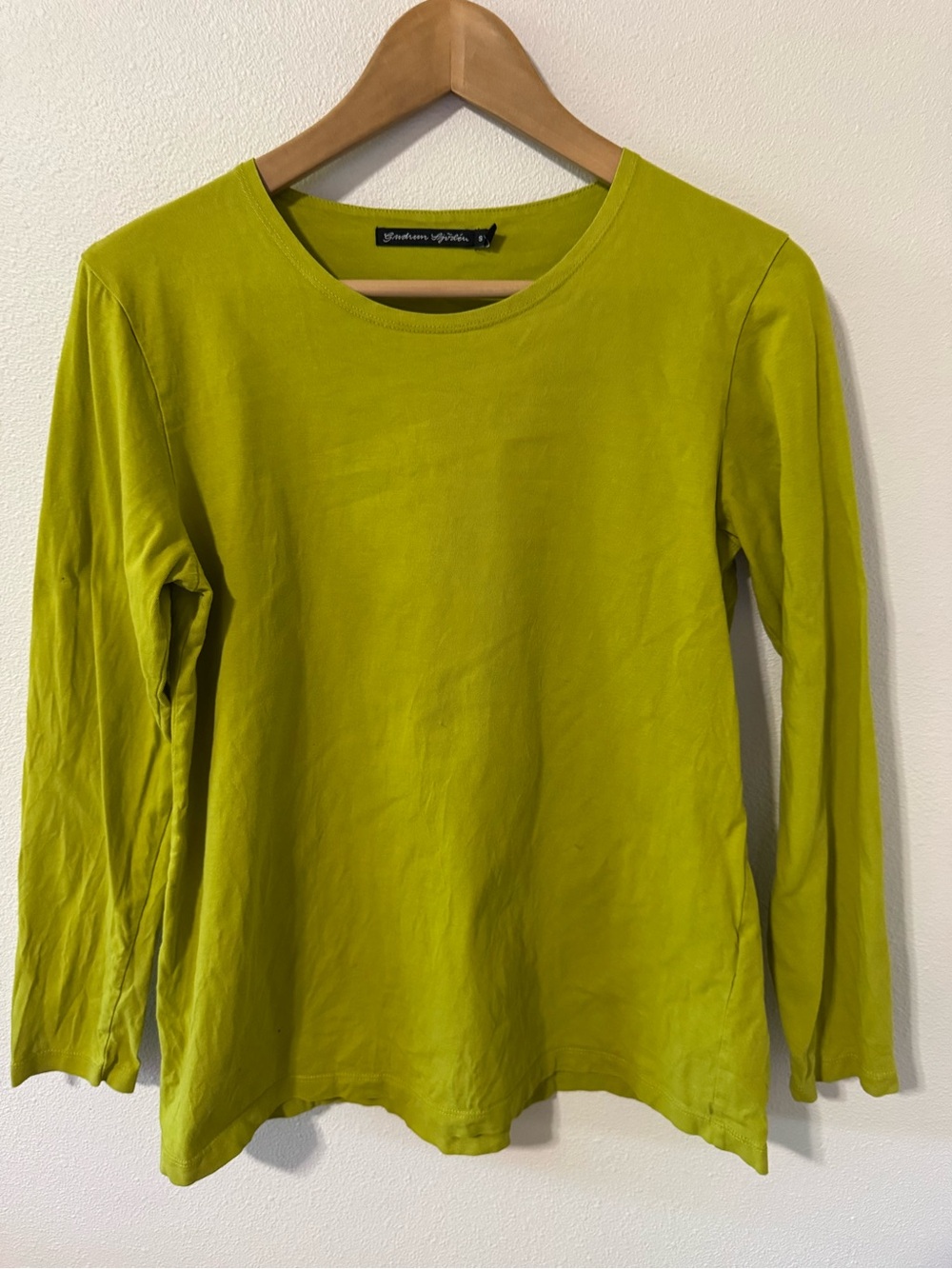 Gudrun Sjoden Organc Cotton Long Sleeve Scoop Neck T-shirt Chartreuse Light-S